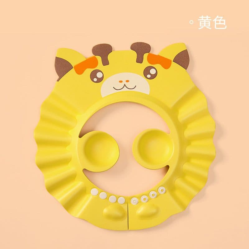 image-Baby Shower Cap - Adjustable Yellow with Ear Protectors