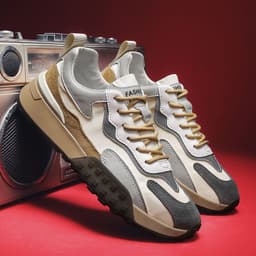 image-Trendy Korean Men's Shoes, Summer Breathable Casual Shoes, Flat Sole Daddy Sneakers - White Ash