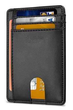image-Genuine Leather RFID Card Holder - Black 8 Slot