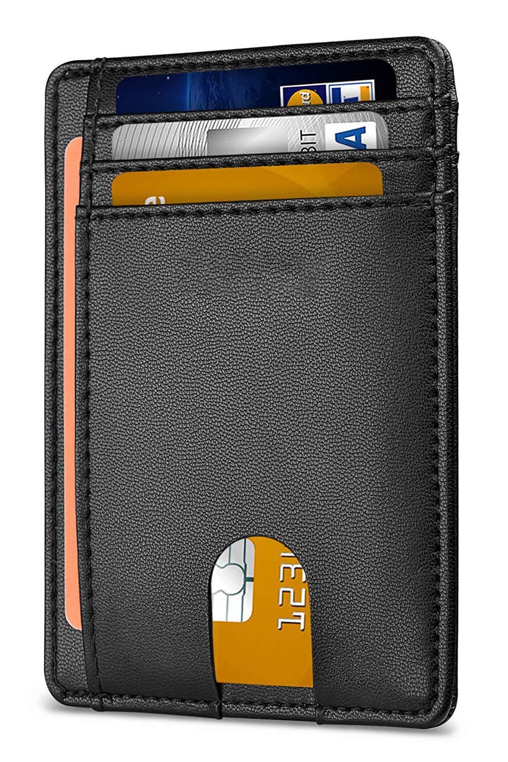 image-Genuine Leather RFID Card Holder - Black 8 Slot