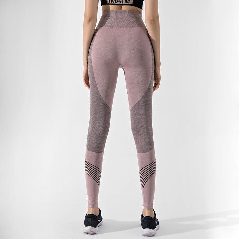 image-High Waist Fitness Pants - Women's Yoga Running Tights, Black, L/XL