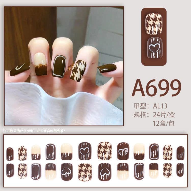 image-Autumn and winter gentle, sweet and pure desire INS style manicure wear nail polish girl whitening printed ice transparent fake nail polish