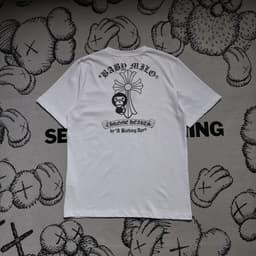 image-Men's Cotton T-Shirt - White Monkey Print Short Sleeve