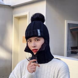 image-Winter Woolen Plus Size Velvet Hat - Women's Windproof Ear Protection Pullover Knit