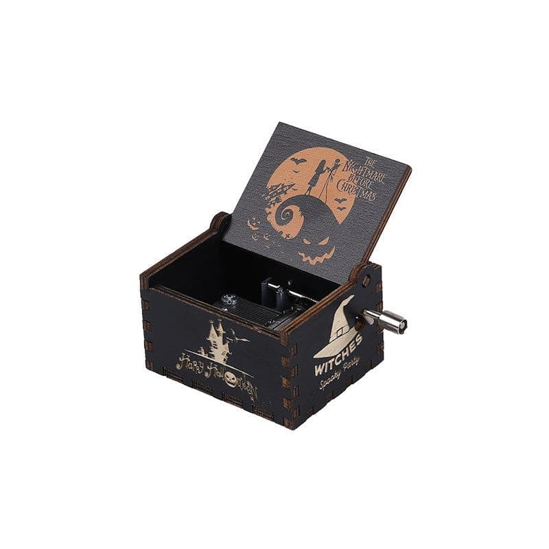 image-Autonomous DIY Wooden Hand Crank Halloween Music Box Carving Kit Gift