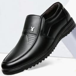 image-Men's Casual Leather Shoes - Brown Size 44