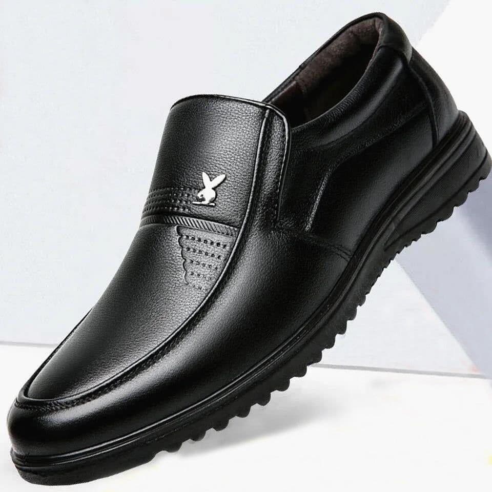 image-Men's Casual Leather Shoes - Brown Size 44