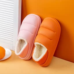image-Waterproof Cotton Slippers Women Winter Bag Heel Home Furnishing Plush Thick Bottom Indoor Confinement Warm Cotton Shoes Men Wholesale