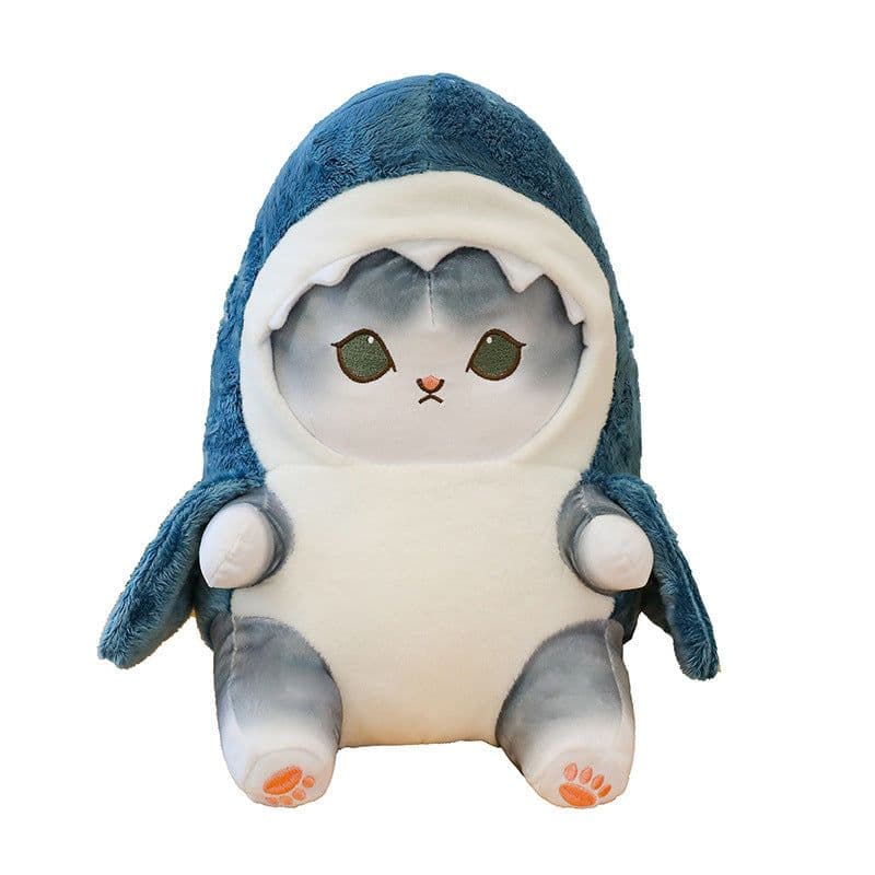 image-Mofusand Shark Cat Plush Toy - Blue Yellow 25cm