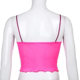 image-European and American foreign trade cross-border ins women's clothing see-through mesh lace stitching exposed navel slim camisole vest