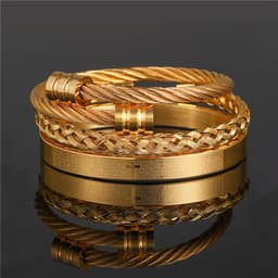 image-Stainless Steel Geometric Bracelet Men - Retro