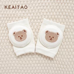 image-Cute baby knee pads for boys and girls crawling protective gear baby toddler anti-fall pure white sponge elbow pads summer thin