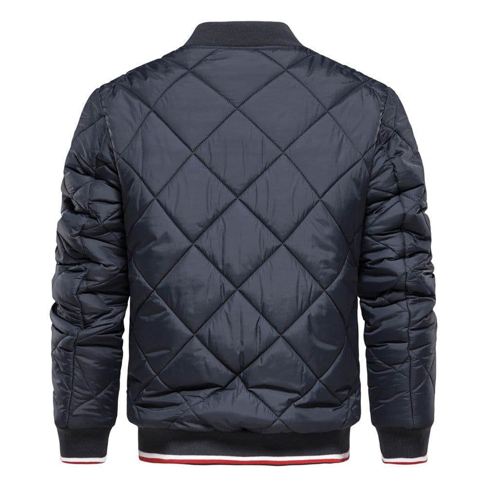 image-Mens Hooded Cotton Padded Jacket With Zip Front Solid Color Grey