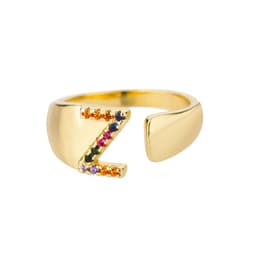 image-Retro Zirconia 26 Letter Adjustable Ring - Personalized Fashion Design