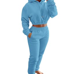 image-Women's Fleece Hoodie + Jogging Pants Set Light Yellow XXL