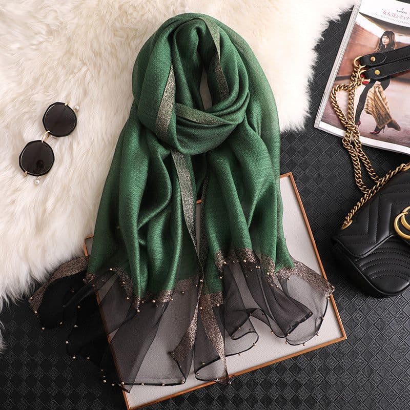 image-Beach Sunscreen Beading Scarf - Women 65*185cm, Thin Wool Blend Shawl (65 characters)