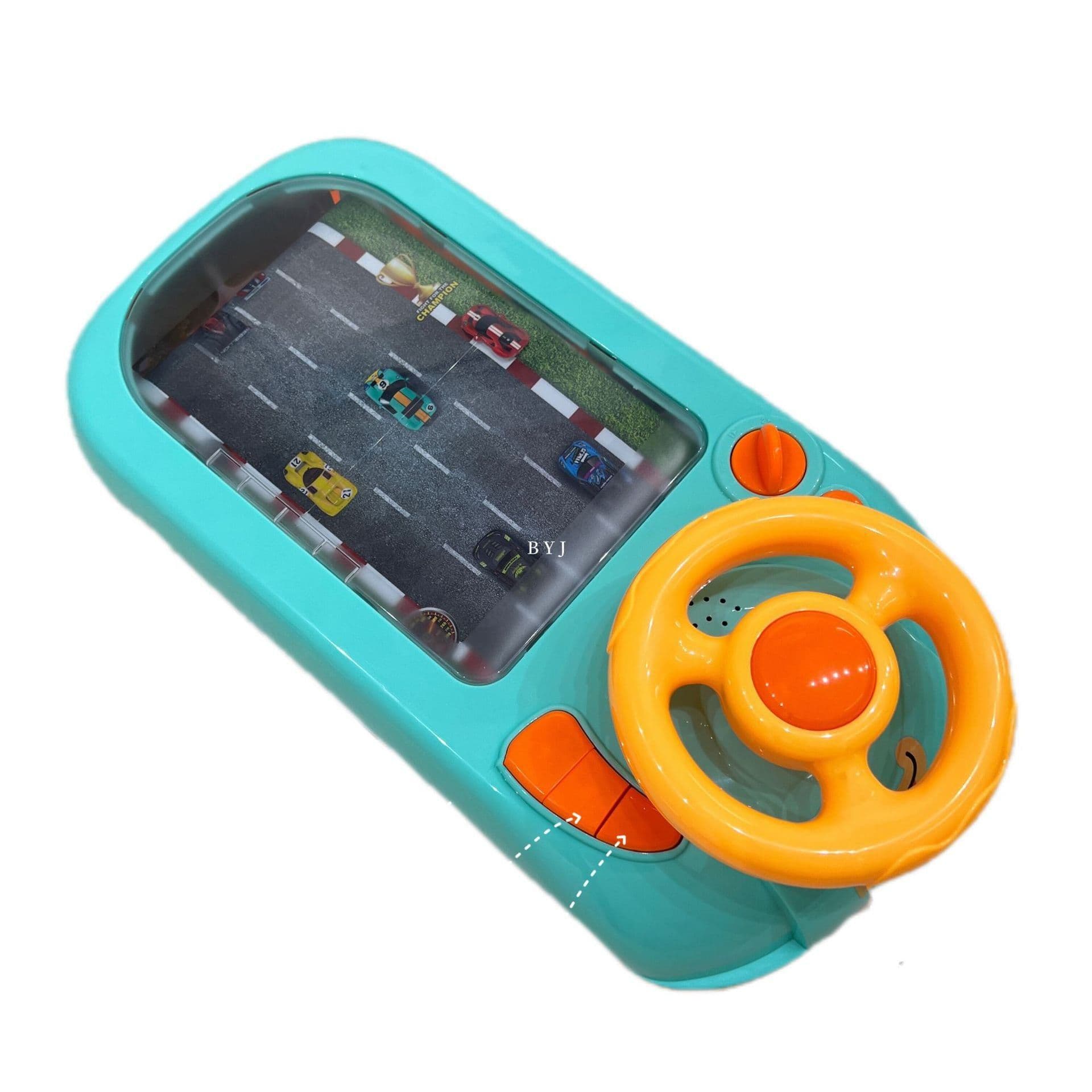 image-Children's Steering Wheel Toy - Blue USB Battery
