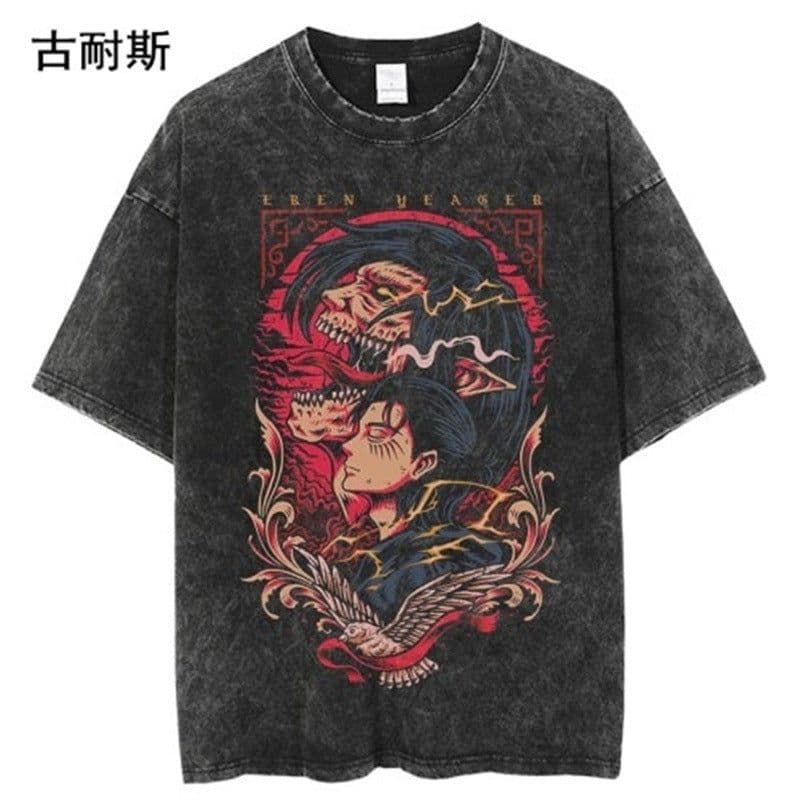 image-Men's Retro Short-Sleeve T-Shirt, Distressed Cotton, XXL, Street Hip Hop