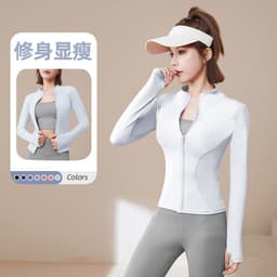 image-Women's Spring/Autumn Running Jacket, Quick-Drying Yoga Top, XXXL