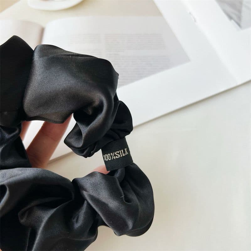 image-Silk Satin Hair Ring - Navy Blue Korean Style