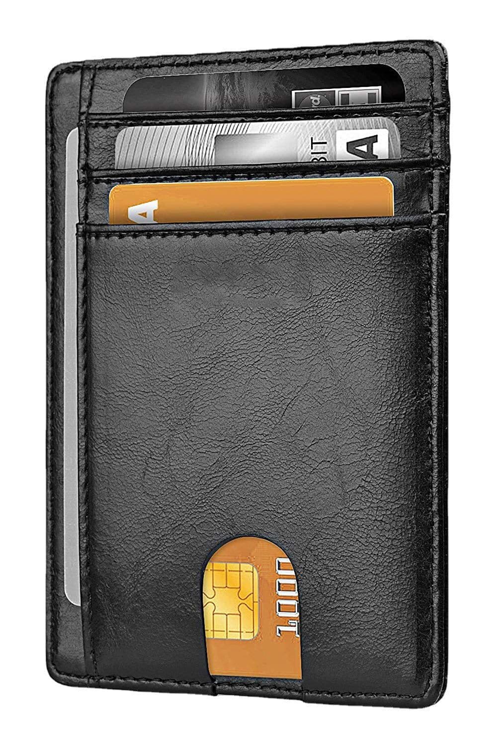 image-Genuine Leather RFID Card Holder - Black 8 Slot