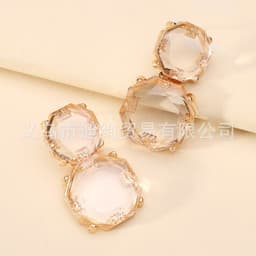 image-Geometric Resin Earrings - Multi-Layer Octagonal Design