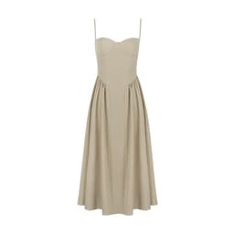 image-Dynoppy Sexy V-Neck Sleeveless Women's Dress - Mid-Length, Waist Slimming, Backless