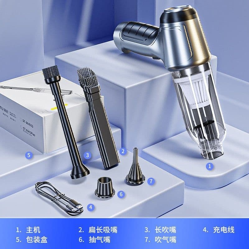 image-High-Power Dual-Use Handheld Car Vacuum Cleaner - Silver Gray 120W