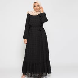 image-M136#LAZADA Foreign trade cross-border women's dress three-dimensional jacquard Muslim Middle East mopping dress