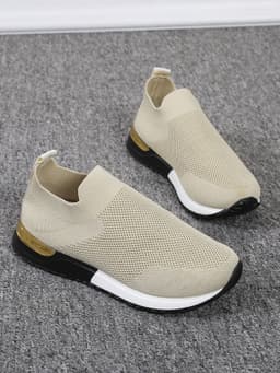image-Women's Sports Casual Shoes - White Sequins Slip-On