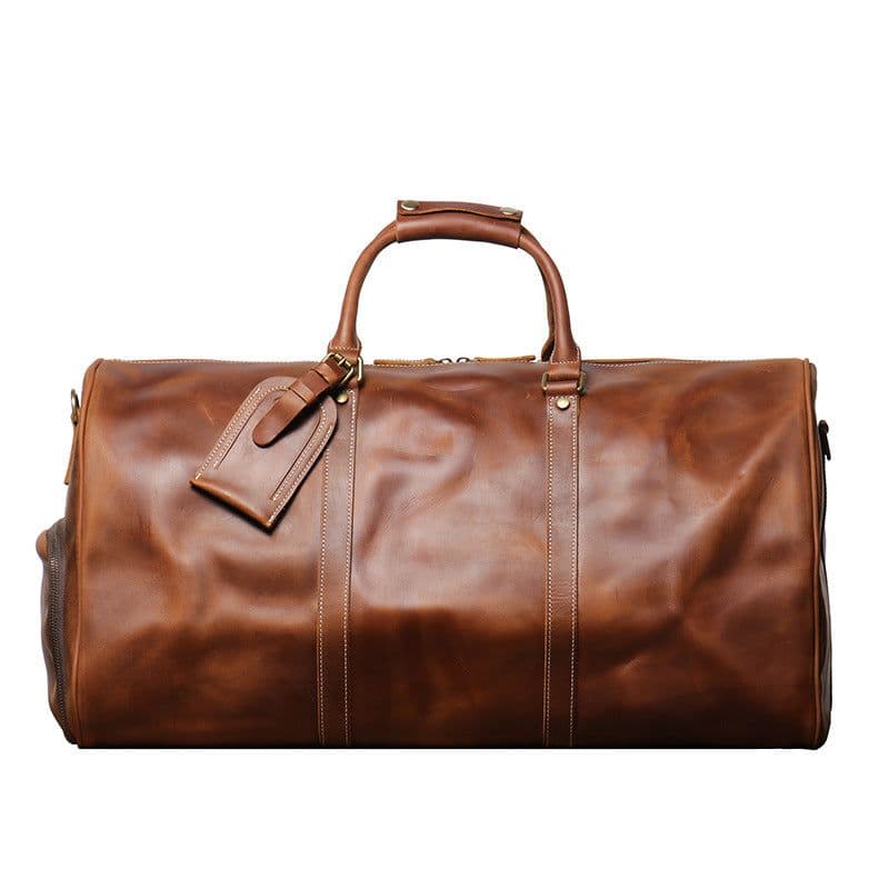 image-Autumn Products Leather Travel Bag - Retro Brown 20-35L
