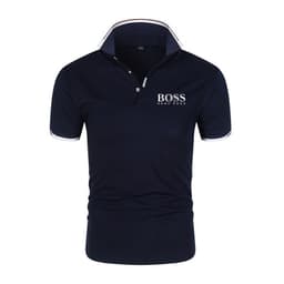 image-Men's & Women's Milk Fiber Polo Shirt, Short Sleeve, 4XL Blue Black