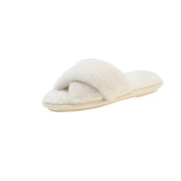 image-Women's Fur Slippers - Black Plush Open Toe