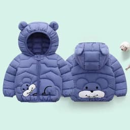 image-Desfan Kids Cartoon Hooded Coat, Thickened, 3-8 Years, Autumn Winter, Unisex