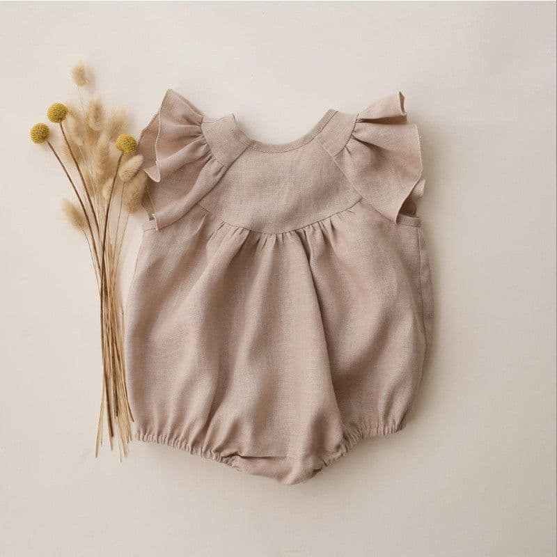 image-2023 summer ruffled cotton hemp triangle romper baby romper onesie baby bag fart clothes ins doll collar