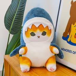 image-Mofusand Shark Cat Plush Toy - Blue Yellow 25cm