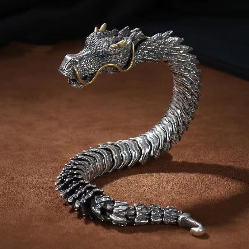 image-Handmade retro domineering faucet bracelet men's fashion trend personality S925 Thai silver keel high-end bracelet silver jewelry