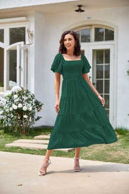 image-Summer Cross-Border Women's Dress - Square Collar Backless Puff Sleeves (54 characters)