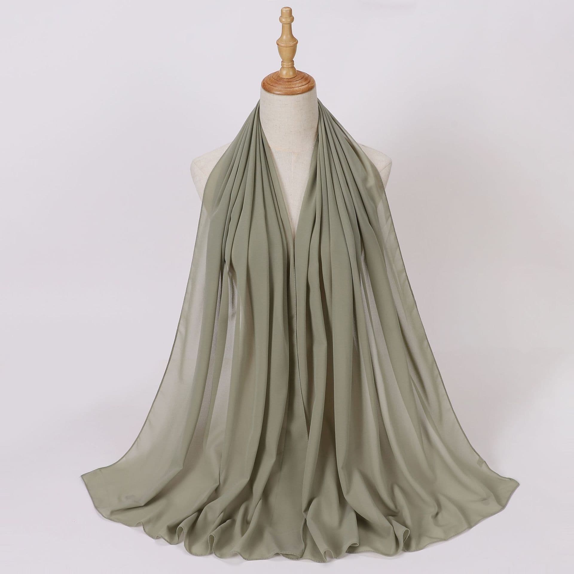 image-Weicai Chiffon Hijab Scarf - Gray Coffee 175x70cm