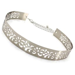image-Women's Metal Waist Chain Belt - Silver Hollow 3.5cm