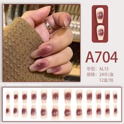 image-Autumn and winter gentle, sweet and pure desire INS style manicure wear nail polish girl whitening printed ice transparent fake nail polish