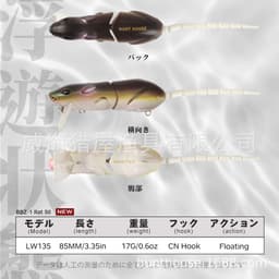 image-Hunting House Lumino 3D Bionic Mouse Knotty Fish 85mm 17g Super Realistic Swimming Style Blackfish Perch