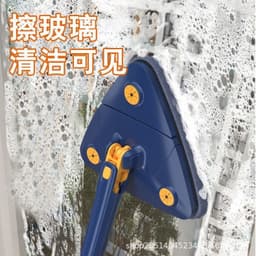 image-Mr. Xuan Triangular Spin Mop - Navy Blue, Stainless Steel Rod, 130cm