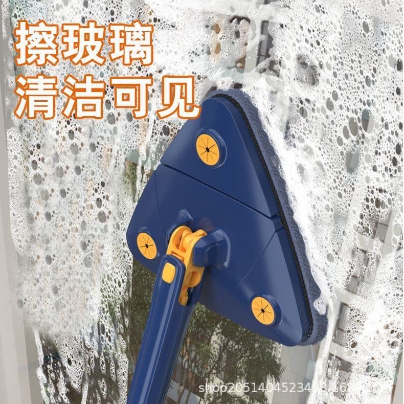 image-Mr. Xuan Triangular Spin Mop - Navy Blue, Stainless Steel Rod, 130cm