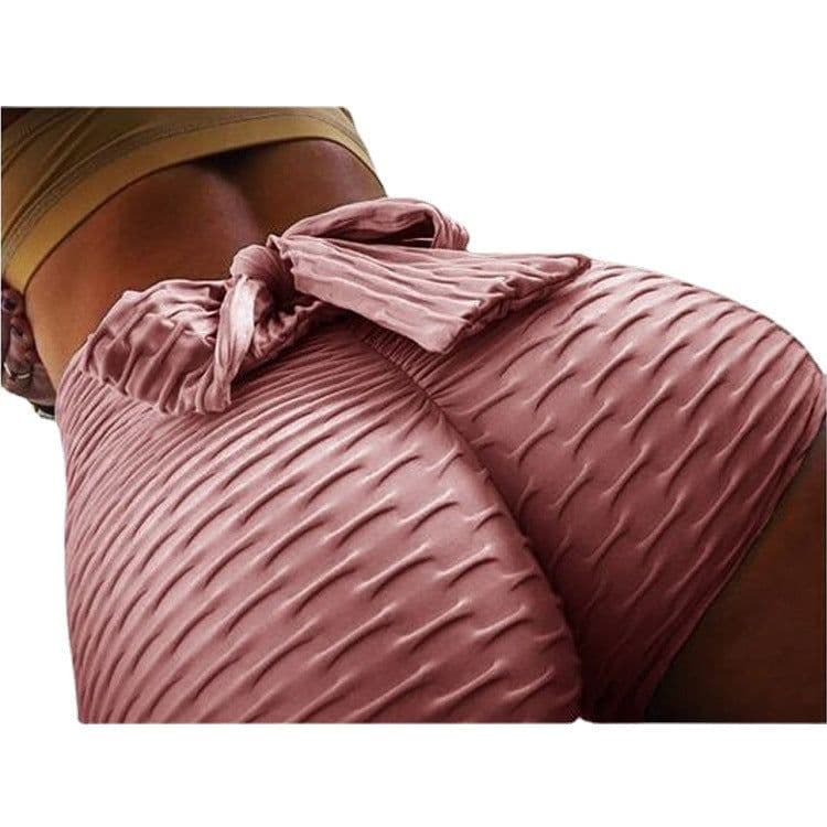 image-Women's High Waist Yoga Shorts - Red Bean Paste XL