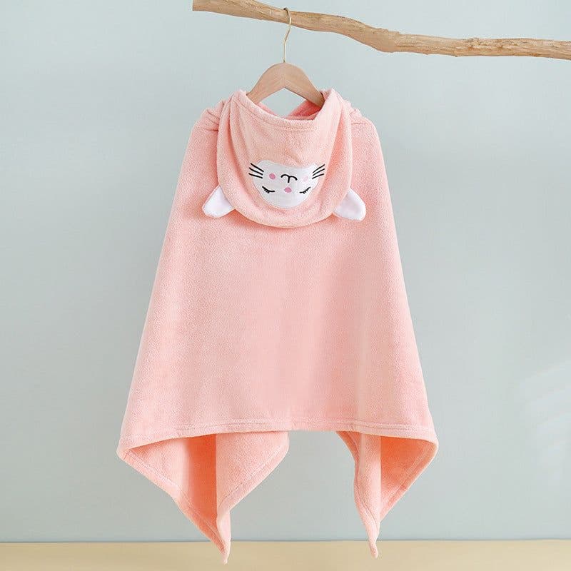 image-Bo Chuhui Long-eared Monkey Hooded Bathrobe - Purple Coral Fleece