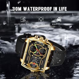 image-FOXBOX Quartz Watch Men 47mm Rectangle Mesh Silver