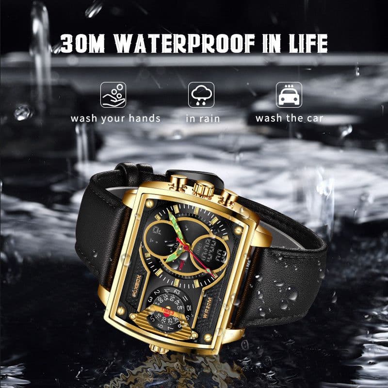 image-FOXBOX Quartz Watch Men 47mm Rectangle Mesh Silver