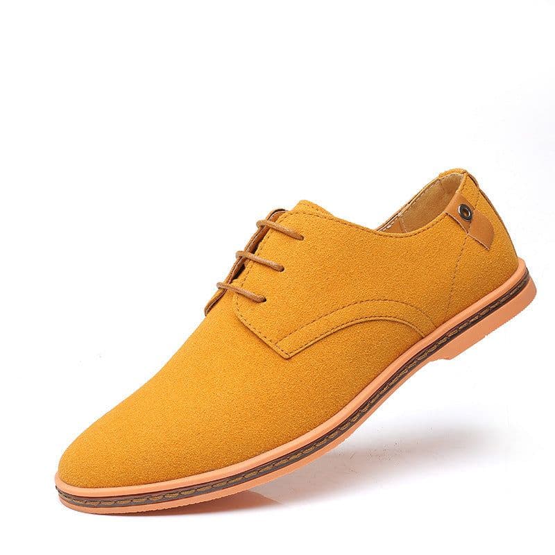 image-Men's Casual Shoes - Camel Suede Lace-Up Size 48