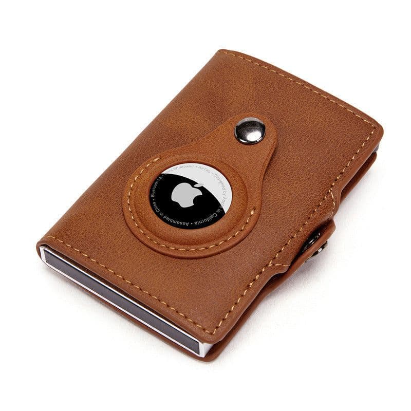 image-Aluminum alloy Airtag positioning wallet aluminum box anti-theft brush credit card bag snap button zipper hand holding creative card box male